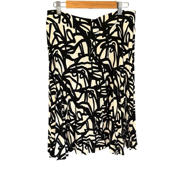 J.Crew Abstract Brushstroke Pleated Skirt | Black/White | | Size 12 - Picture 2 of 5